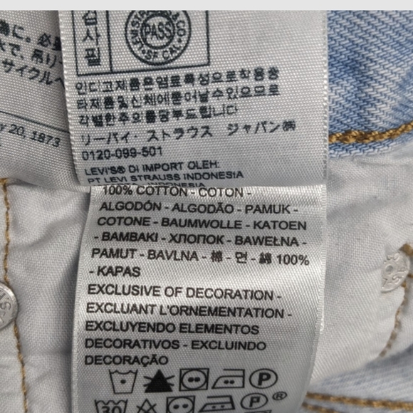 Levi's 501 Button Fly Cut Off Denim Shorts 26 Distressed Holes - Picture 14 of 14